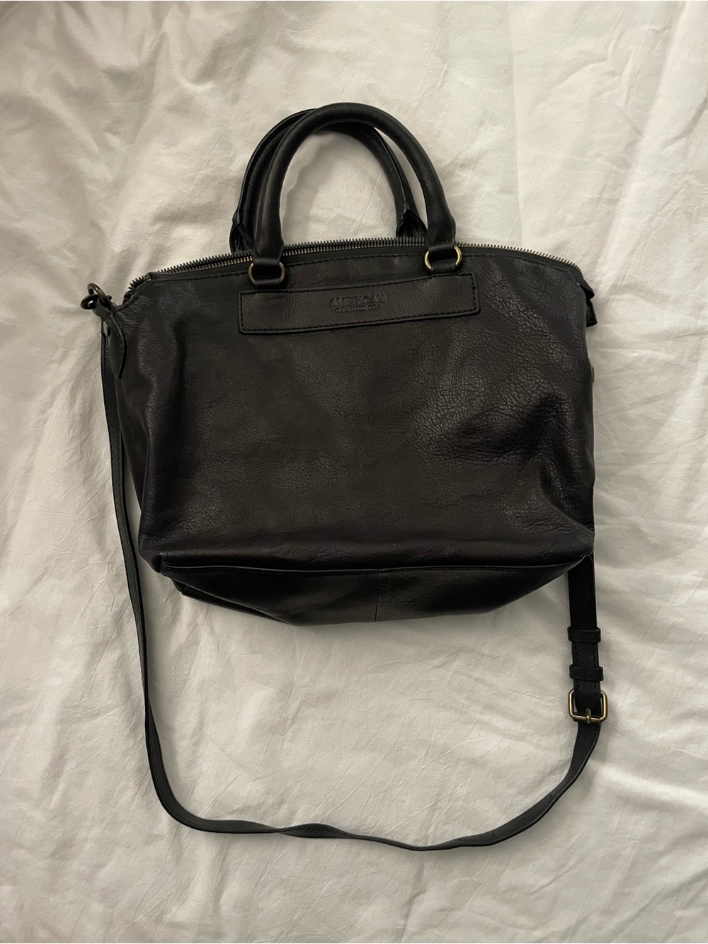 American Leather Co. Crossbody Tote Bag in Black